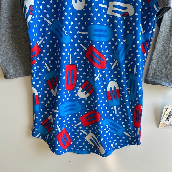 LuLaRoe Randy Baseball Tee Patriotic Popsicle Print Blue XS NWT Lightweight - Picture 6 of 11